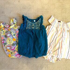 Set of Three Baby Rompers - Tea Collection 6-9 months